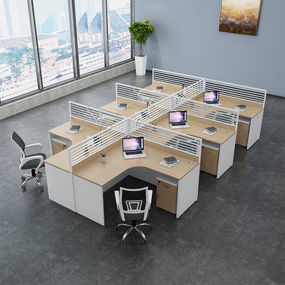 Moderner Büroarbeitsplatz für 2, 4 und 6 Personen, Schreibtisch aus Aluminiumprofil, Stoffmaterial