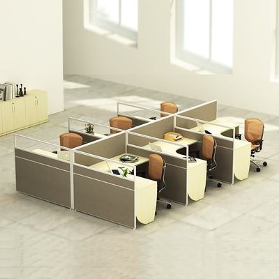 30 mm Büro-Arbeitsplatz-Schreibtische, graue Farbe, 4 Kabinen-Arbeitsplätze