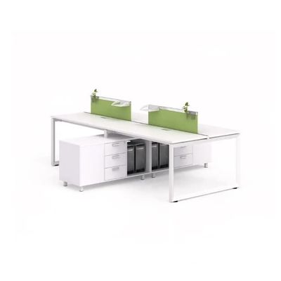 Weißer 4-Wege-Bürotisch aus Holz, 1600 mm PC-Arbeitsplatzschreibtisch mit MDF-Platte