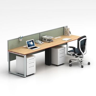 Modularer Arbeitstisch für 2 Personen, Größe 2400 mm, mit Stofftrennwand