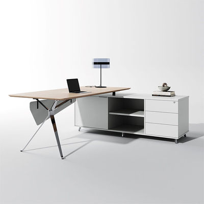 Beistellschrank, grauer Chefschreibtisch, Breite 1800 mm, maßgeschneiderter Manager-Büroschreibtisch