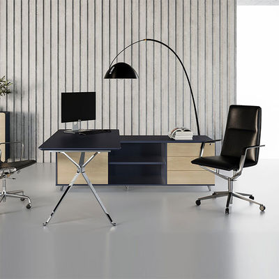 Schwarze Luxus-Executive-Büroschreibtische OEM-Holzstärke 25 mm