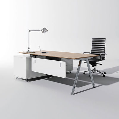 ISO-Bürocheftisch mit Metallrahmen, einfacher Layer-weißer Chefschreibtisch