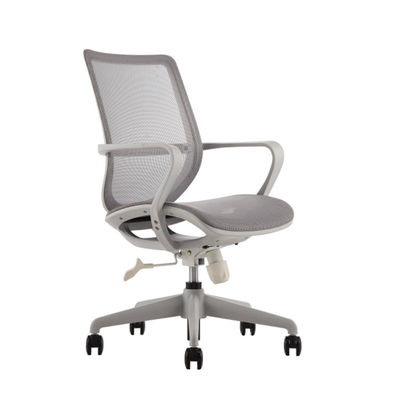 Drehbarer Bürostuhl aus grauem Stoff, geformtes Schaumstoffkissen, ergonomisch, mit Rollen