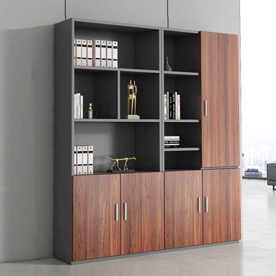 71-Zoll-Büro-Aktenschränke aus Holz, Boss-Schreibtisch, passendes Bücherregal, Braun