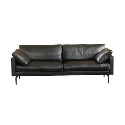 2-Sitzer-Büro-Sofagarnitur, schwarze Leder-Home-Office-Couch