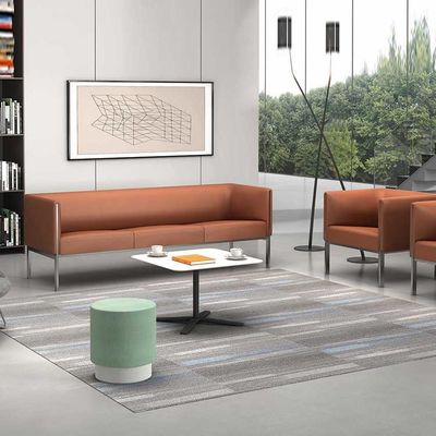 Ecksofa-Set aus Leder, Orange, flexibler Stoff, modular, 1, 2, 3 Sitze