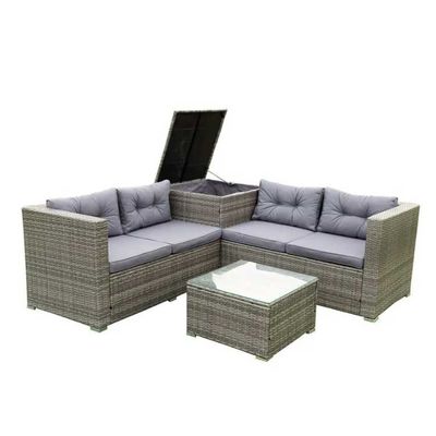 Terrassen-Ecksofa-Set aus Korbgeflecht, individuelle Farb-Rattan-Gartenmöbel