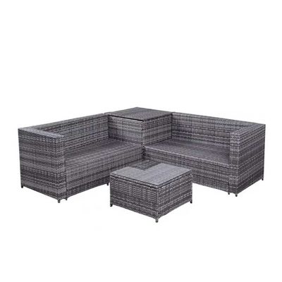 52,3-Zoll-Garten-Außen-Ecksofa-Set, wasserdichtes Polyester