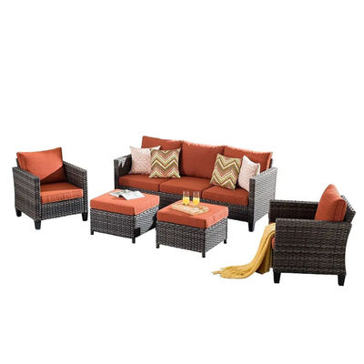 Maßgeschneidertes Rattan-Gartensofa-Set, ungiftiges Garten-Eck-Lounge-Set