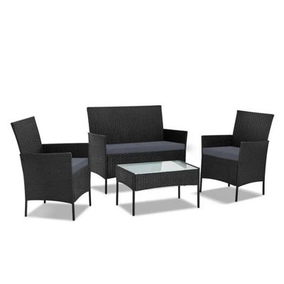 Ecksofa-Set aus Korbgeflecht für den Außenbereich, Rattan-Gartenstuhl mit Metallbeinen