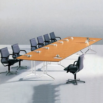 10-Personen-Büro-Konferenztisch aus Holz, Besprechungstisch, metallisch, im Sitzungssaal