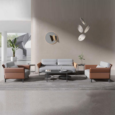 Schlankes Design-Büromöbel-Sofa mit Massivholzrahmen und Ledersofa-Set