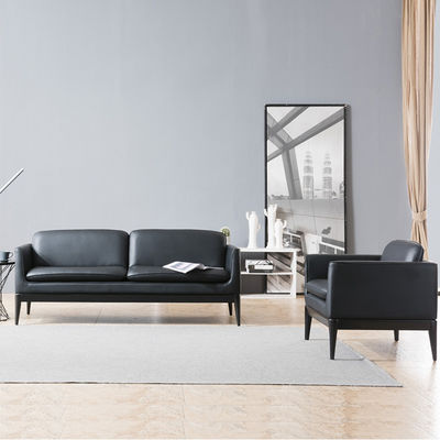 3-, 2- und 1-Sitzer-Sofa für Büromöbel, schwarzes Leder, langlebig