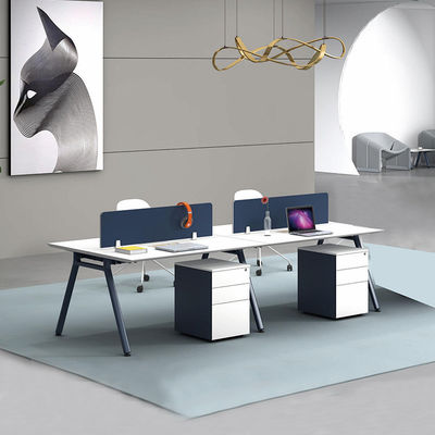 Arbeitsplatz Schreibtisch Büromöbel Blau Holz Arbeitsplatz 4 Sitzplatz Büro Computer Schreibtisch