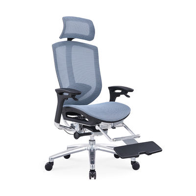 Grau-Blau-Lifthilfe-Armlehne Atmungsglas Bürostuhl mit verstellbarem Fußpedal für ergonomischen Komfort