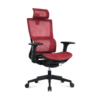 Red Nylon Body Mesh Bürostuhl mit 3D-Helfen Armlehne PU Armlehne Oberfläche und verstellbare Kopflehne