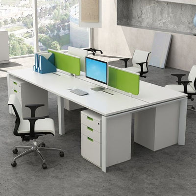 Weißes Modular-Bürozimmer Schreibtisch Schreibtisch Arbeitsplatz für 4 Personen