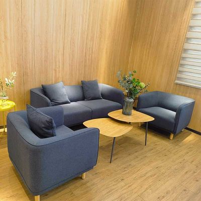 Stoff-Bürosofa Couch 3-Sitzer Sofagarnitur mit anpassbarer Größe und Massivholzrahmen