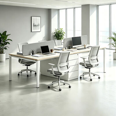 Modulares Schreibtisch-Arbeitsplatz mit 25 mm dicker Tischplatte und Konfigurationen für 2, 4 oder 6 Personen aus Melaminplatte