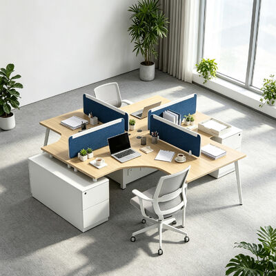 Modulare Arbeitsplatzschreibtische mit 25mm Melaminplatte, anpassbaren Layouts und mobilen Speicher für kollaborative Büros