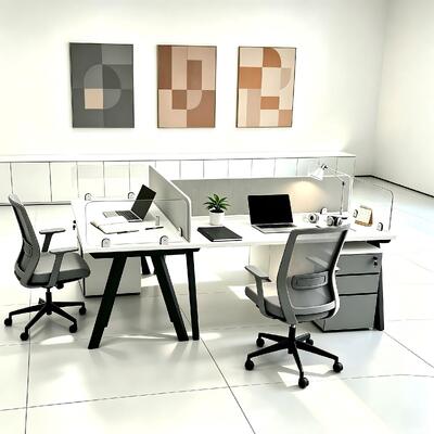 Modularer Arbeitsplatz in individueller Größe mit Melaminkarton-Schreibtisch in 2 4 6 Sitzkonfigurationen